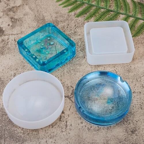 DIY Ashtray Silicone Mold Epoxy Resin Mould Round Square Shape Resin Tray Mold Handmade Crystal Epoxy Crafts Home Decoration
