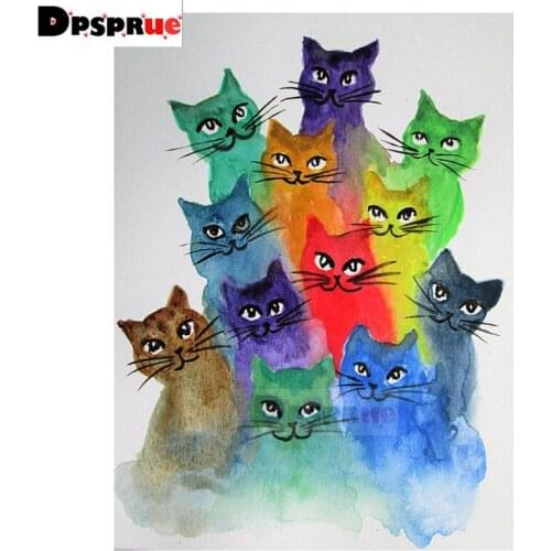 Dpsprue Full Square/Round Diamond Painting Cross Stitch Diamond 3D Embroidery Animal Cat DIY 5D Moasic Home Decor Gift DP11