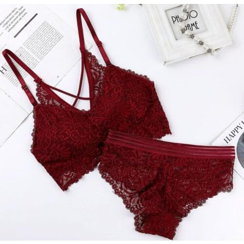 Sexy Bra Lace Briefs Set Tank Top Summer Bottoming Underwear Set Women Lace Bra Set