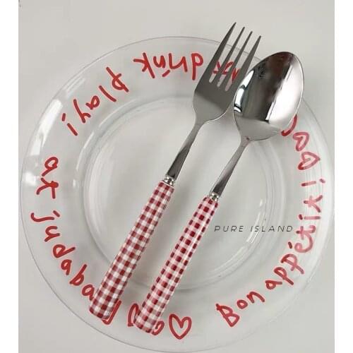 Red French glass plate ins with the same net red cake plate creative dessert plate fruit plate plateau de service plate