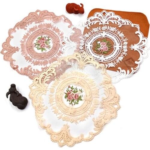 1Pcs for Dining Table Embroidery Craft Placemat European Style Lace Insulation Plate Mat Anti-scald Coaster Table pads