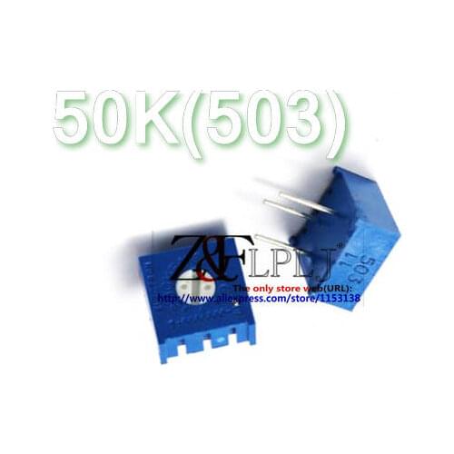 Square Glass glaze Potentiometer 3386P precision adjustable resistor variable resistor 1K(102)/10K(103)/50K(503)/100K 20PCS/LOT