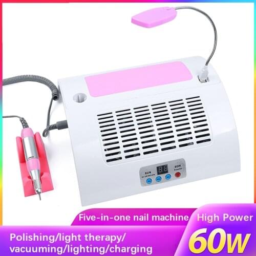 Portable Polisher Phototherapy Lamp 5 In 1 Multiple Functions Vacuum Cleaner Nail UV LED Lamp Manicure Quick Dry Nail Art Tool