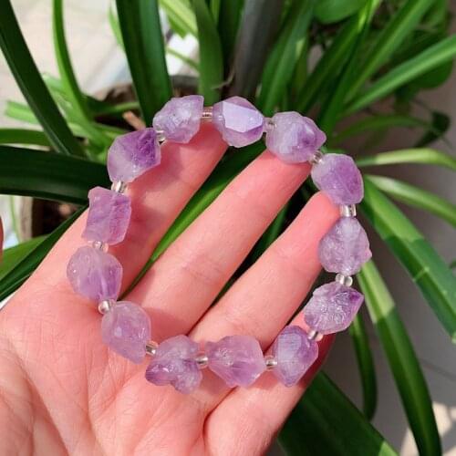 Healing Jewelry Rock Mineral Stone Quartz Bracelets Irregular Big Flower Natural Amethysts Purple Crystal Bracelets for Women