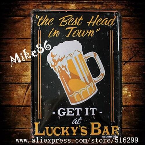 [ Mike86 ] Get it Beer on Lucky Bar Metal plaque Painting Wall Decor Retro Bar House Tin Sign 20*30 CM Mix Items A-1031