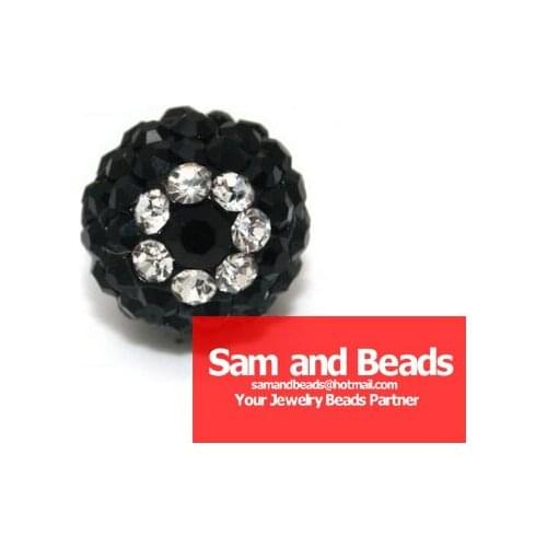 Minimum Order $10) 10mm Eye Disco Ball Pave Crystal Beads for Bracelet Free Shipping 10Pcs Wholesale Black