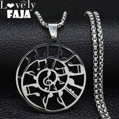 2021 Fashion Note Stainless Steel Necklaces Men Silver Color Necklaces Pendants Jewelry acero inoxidable joyeria mujer N19728