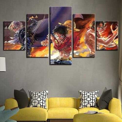Modular Art Canvas Framework Painting Style Wall Pictures 5 Panel Animation One Piece For Living Room Cuadros Decoration Modern