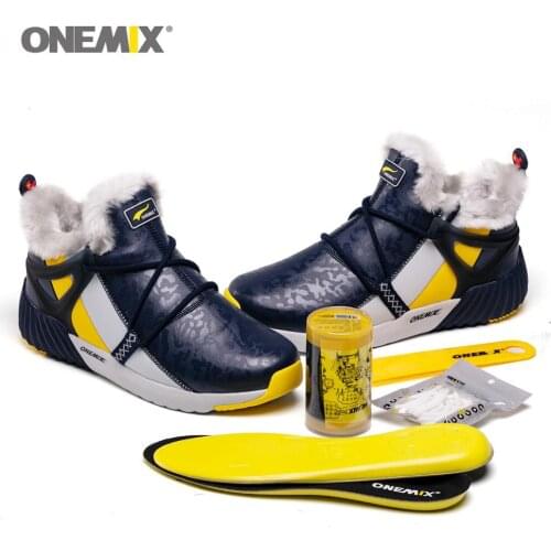 ONEMIX New Mens Running Shoes Snow Boots Waterproof Warm Winter Casual Comfortable Men Sports Shoes Jogging Outdoor Sneakers
