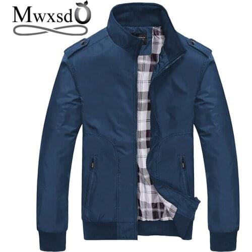 Mwxsd spring Autumn Casual Men Slim fit Jacket M-4XL Mens stander collar jacket male big size windbreaker bomber jacket