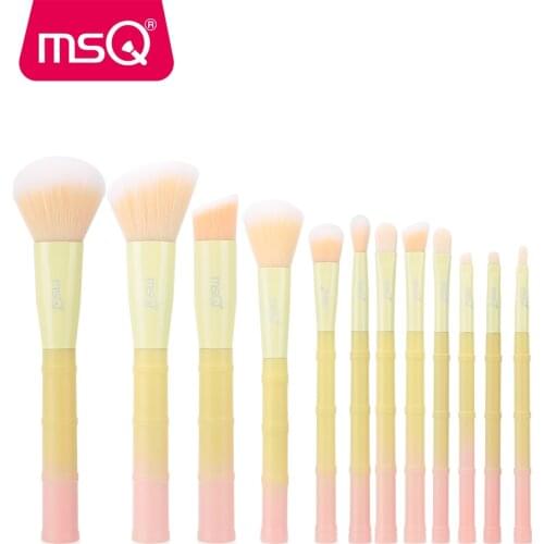 MSQ 12pcs Makeup Brushes Set pincel maquiagem Powder Foundation Eyeshadow Make Up Brushes Bamboo Plastic Handle Synthetic Hair
