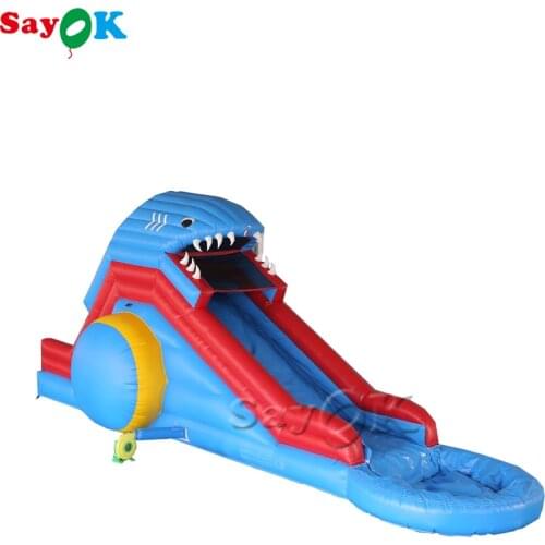 10x4x3.5mH PVC Inflatable Shark Bouncer Slide Spray Water with Water Pool for Party Event by Sea Shipping
