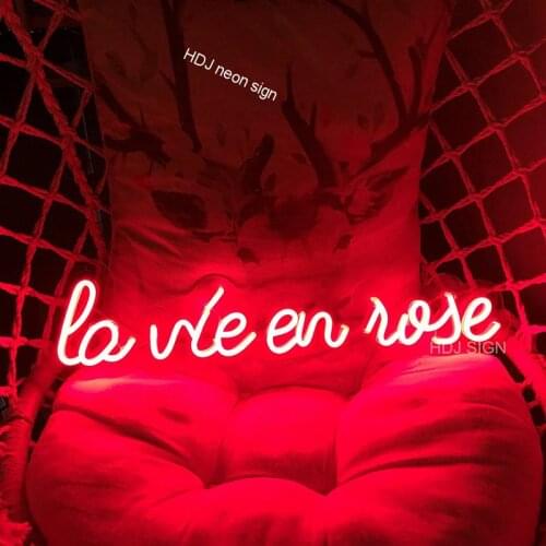 Custom Neon Sign la vie en rose Decorative LED Light Suitable For Room Decoration Wall Light For Cafe Bar Bedroom Wedding Party