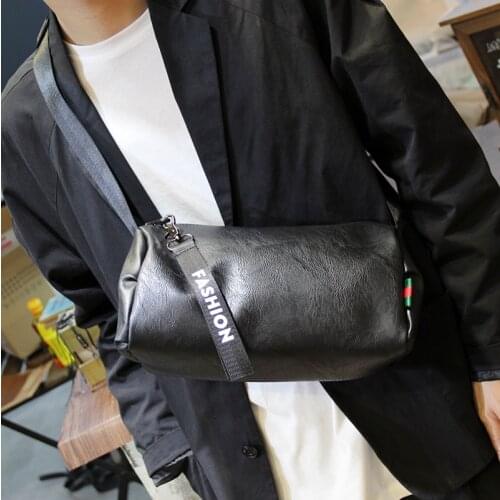 New 2021 Mens Small Shoulder Bag Cylinder Messenger Bag Trendy Fashion Shoulder Bag Street Student Small Backpack