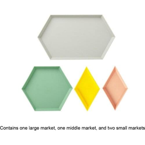 4Pcs Flat Serving Trays Plastic Jewelry Trinket Dish Fruit Candy Storage Platter K0AB