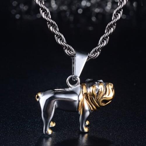 3D Mens Boys Pitbull Bulldog Dog Silver color Gold color 316L Stainless Steel Biker Pendant