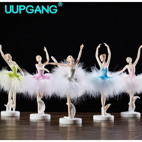 Resin Elegant Ballet Girl Dancer Figurines Fairy Angel Decoration Miniatures Home Decoration Birthday Gift Desk Decor Craft