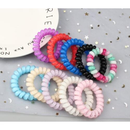 5Pcs Fashion Telephone Wire Scrunchie Colorful Elastic Headband Hair Rope Girls Rubber Bands Seamless Ponytail Holder Hair Ring