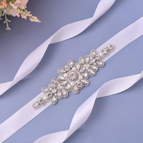 S270 Refined Rhinestone Bride Belt Wedding Bridesmaid Bridal Dress Accessories Belts Party Prom Evening Dresses Pearl Waistband