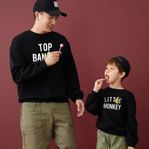 Family Matching Outfits 2021 Autumn Winter New Christmas Letter Printed Sports Sweater T Shirt Father Kids Boy Girl Home Clothes