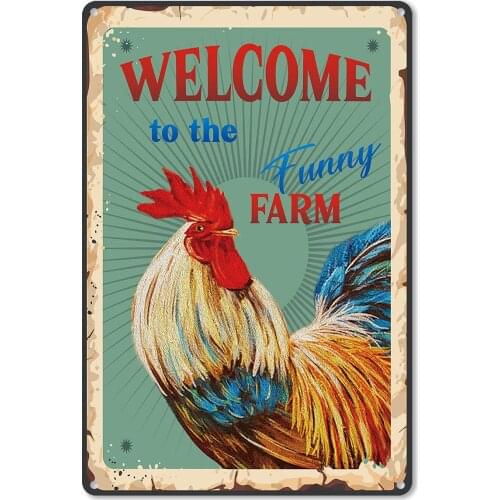 Funny Quote Farmhouse Metal Tin Sign Wall Decor Vintage Welcome to The Funny Farm Sign for Home Farm Kitchen Decor 8x12 Inch