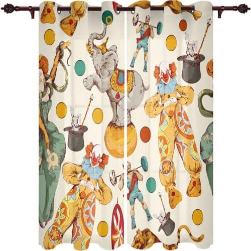 Elephant Clown Barbell Kitchen Curtain Kids Bedroom Living Room Balcony French Windows Curtain Fabric Pergola Bathroom