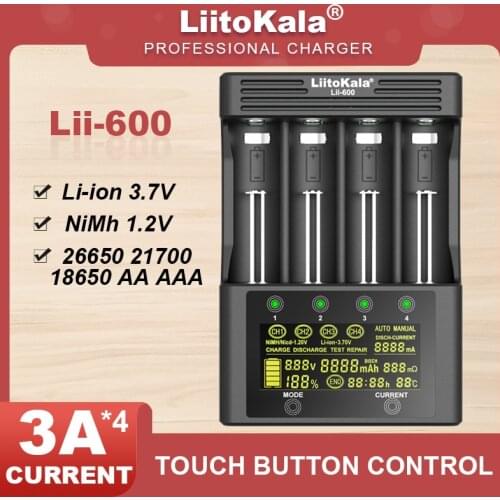 Liitokala Lii-600 Lii-S8 Lii-500 Lii-PD4 Lii-500S LCD 3.7V 18650 18350 18500 21700 14500 26650 AA NiMH Lithium-Battery Charger