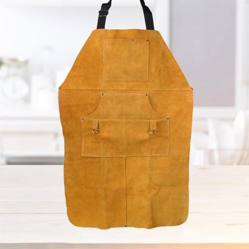 Yellow Breathable Cowhide Art Toolkit Apron Garden Tools Storage Apron Gardening Apron for Painters Workers