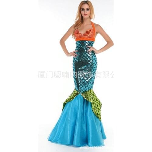 Cosplay Fancy Party Sexy Mermaid Long Maxi Dress Womens Halloween Costume Set Exquisite Mermaid Dress Up Stage Performance Suit