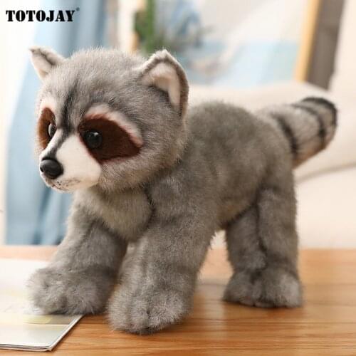 1pc 38CM Simulation Fox&Raccoon Plush Toy Doll Stuffed Lifelike Animals Toys for Children Home Decor Cute Gift for Kids Girls