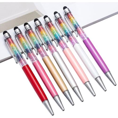 1pcs Gradient Crystal Pen Touch Screen Metal Ballpoint Pen Stationery Wedding Promotion Kawaii Fashion School Office Supplies