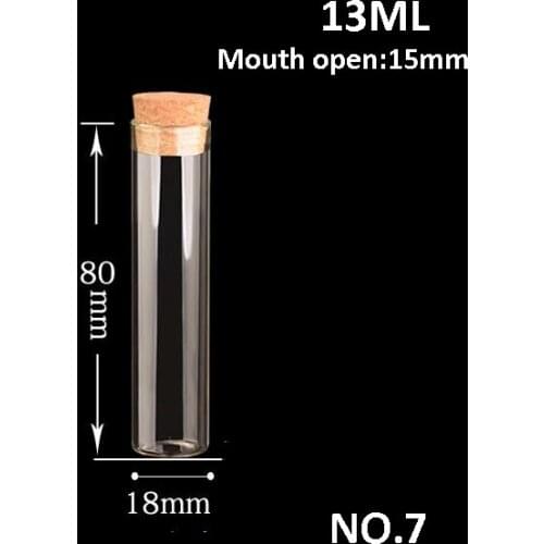 100sets/lot 13ML Mini Glass Bottles With Corks stopper 18X80X15 mm Tiny Glass Wishing Bottles jars vial essential oil Pendants