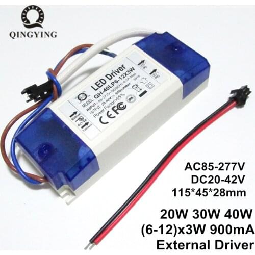 20W 30W 40W LED Driver 6-12x3W 900mA DC20-42V High PF Constant Current Power Supply Lamp Lighting Transformers For Floodlight
