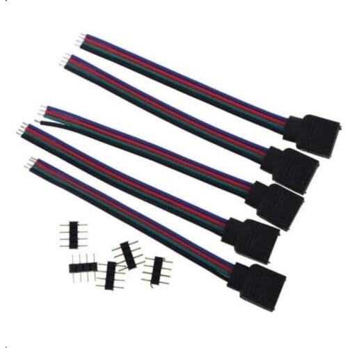 5Pcs 4pin PCB board connector wire 4 pin Female Connector Wire Cable For SMD 5050/3528/3014/2835 RGB LED Strip light