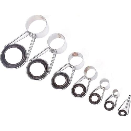 7Pcs Fishing Rod Guides Tip 7 Sizes Telescopic Tip Repair Kit Line Rings Eyes Set