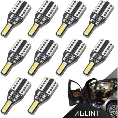 AGLINT 8pcs T10 Led Bulb 194 168 158 501 5W5 7020 SMD 2Chips W5W Interior For Car Dome Reading Lamp Led Bulbs 6000K White DC12V