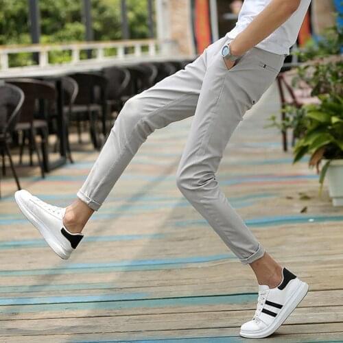 Nine points of pants mens resilience, nine points of students Korean version trend young boys' casual pants in summe