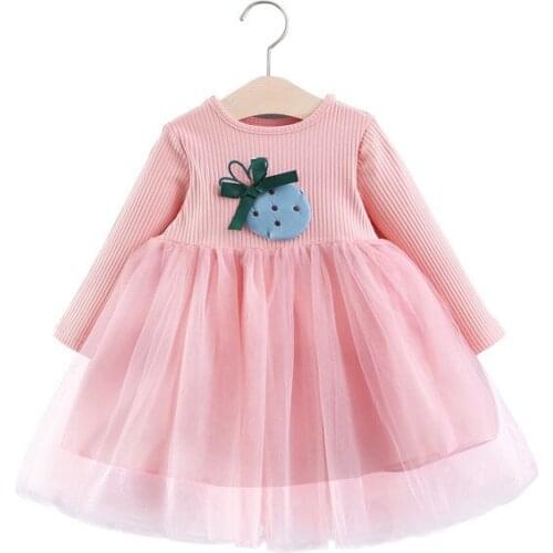 Children Clothing Spring autumn Baby Girls Dress Cute Long-Sleeved Mesh Stitching Princess Dress Girl Kids pineapple clothes