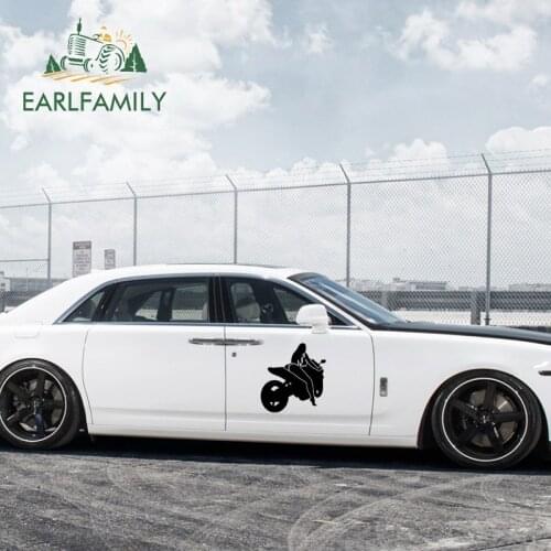 EARLFAMILY 58cm x 53.5cm Car Styling Decals Sexy Girl Biker Reflective Waterproof Vinyl Car Wrap Stickers for Truck VAN