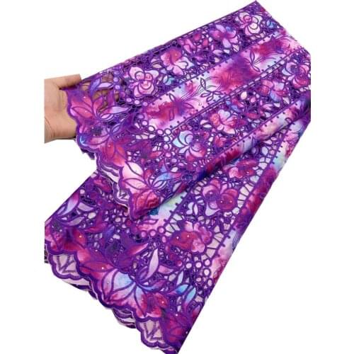 Laser color cotton African Lace Fabric 2021 High Quality Lace Embroidery Nigerian Tulle Lace Fabric For wedding Dress xh66-1