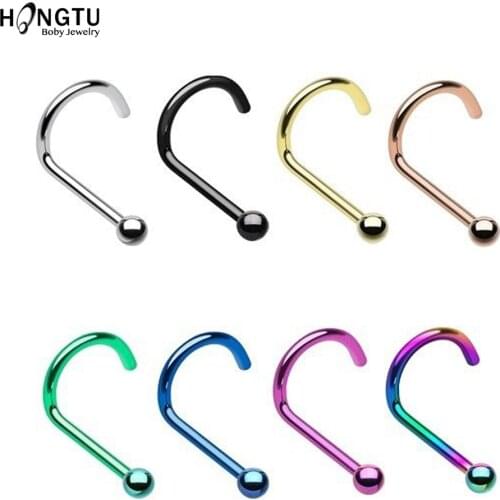 HONGTU 8 Pieces 1 Lot 20G Nostril Piercings Mix Color Piercing Nose Stud Stainless Steel Ball Nose Rings Nariz Piercing Jewelry