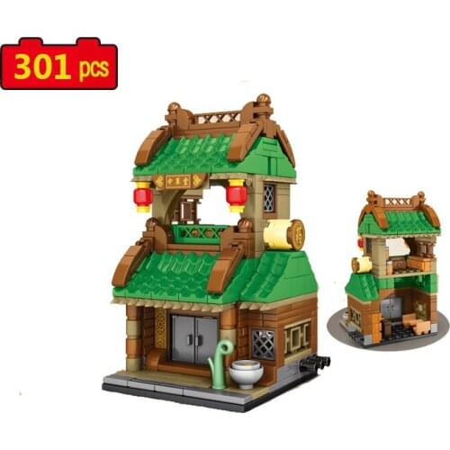 Chinese Ancient Architecture Street Scene Series Baozipu Smithy DIY Model Building Blocks Bricks Toys Gifts