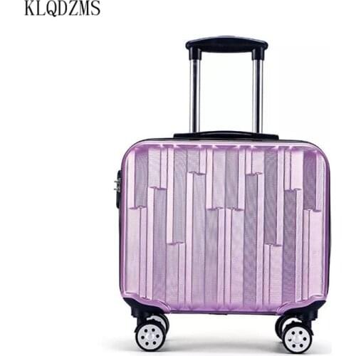 KLQDZMS 18 Inch PC Elegant Suitcases With Wheeled Trolleys Mini Travel Rolling Bags ABS Spinner Luggage Hot Sell Purple Style