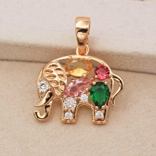 Trendy Pendant Gold Copper Plated Waterdrop Green Pink Zirconia For Women Fashion Jewelry Accessories Party Wedding Gift