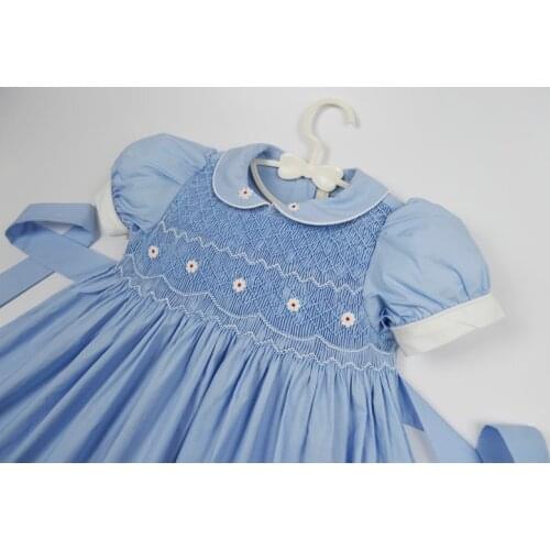 Summer handmade smocked dresses for girls vintage princess dress 2021 kids girl solid color smock vestido clothes party birthday