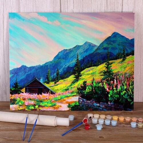 Landscape Summer In The Mountains Painting By Numbers Complete Kit Oil Paints 50*70 Picture By Numbers Photo Decorative Art