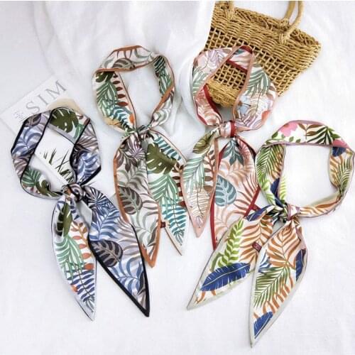 MoriBty Skinny Women Silk Scarf Ties Luxury Summer Print Bufandas Wraps Dot Hair Ribbon Headscarf Neckerchief Bag Decorations