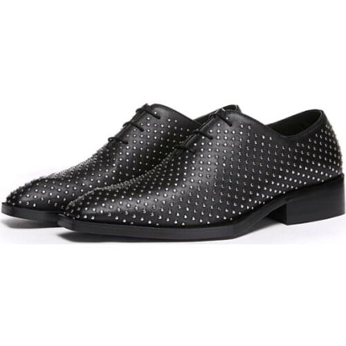 Mens shoes retro handmade color soft cowhide leather new trend business dress shoes willow spikes men
