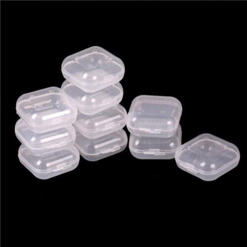 10 pieces / set of Delicate Mini Transparent Plastic Small Box Jewelry Earbud Container Storage Box