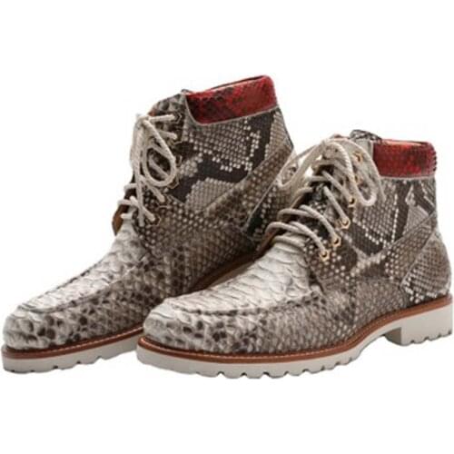 Dae Spring 2021 new python skin mens leather men shoes high top mens Martin boots British style casual male boots snake skin
